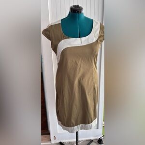Super cute Skunkfunk ZABAL mini olive green shift dress 12/14 xl